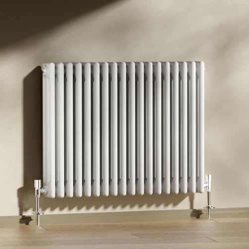 Heilmetz Column Radiator Horizontal Double, 600x830mm Traditional Cast Iron Style 2 Column Radiators Central Heating Radiator White