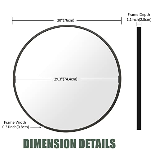 Beautypeak 30 Inch Round Mirror, Black Metal Frame Circle Mirror, Wall Mirror For Entryway, Bathroom, Vanity, Living Room, Black Circle Mirror #TOP3