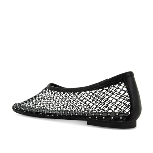 anteikira Women's Mesh Ballet Flats Elegant Round Toe Work Dress Shoes Chic Comfortable Crystal Rhinestone Mesh Ballerina Flats for Women Size 5.5-12US3