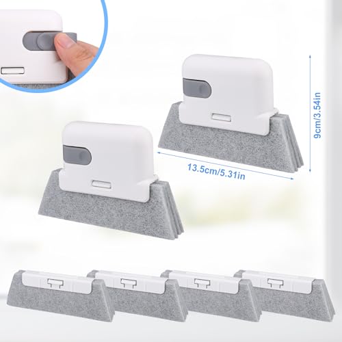 Image of Track Cleaner with 4 Replacement PP Nylon Window Crevice Groove Cleaning Brush Multifunctional Window Sill Track Cleaning Brush for Window Door Sliding Track Sink Gap