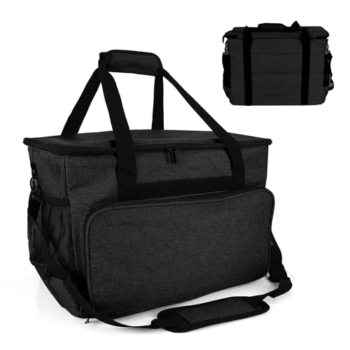WENLISELL 18 Inch Black Sewing Machine Case with Pockets and Handles