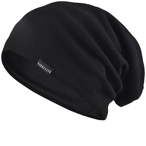 FORBUSITE B018 Distressed Stripe Slouch Beanie Skull Cap for Summer (B020b-black)
