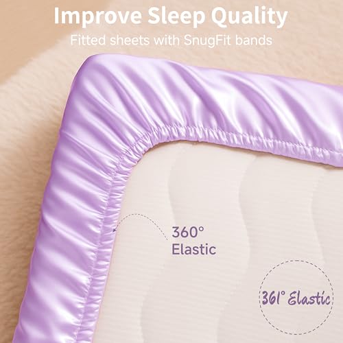 Image of Satin Bassinet Sheet, Great for Baby Hair, Soft Silk Feeling Sheet for Rectangle Cradle Bassinet Mattress Pad, for Girls Gift Newborn and Infant(Purple)