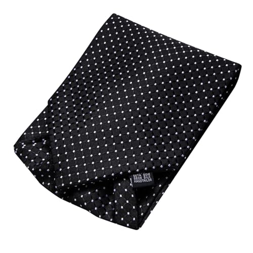 Image of Hi-Tie Silk Ascot for Men Self Tie Men's Cravat and Flower Lapel Pin Handkerchief Cufflinks Set for Wedding Party
