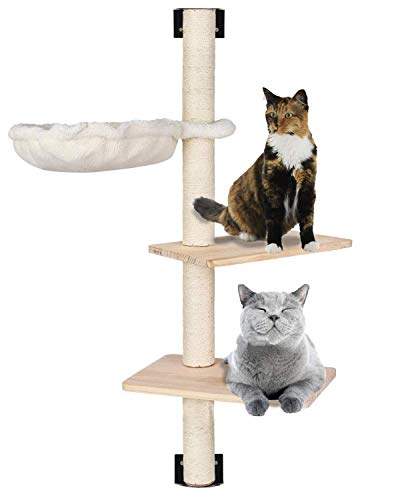 MECOREX Estantería para Gatos de Mecoex, con escalones de Madera Maciza y Hamaca Sunny Seat