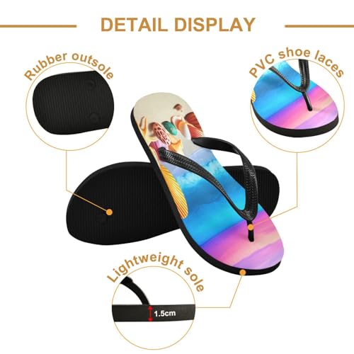 Nander Beach Starfish and Shells Sandal Flip Flops of Men's & Women's,Beach Slippers Flip Flops Shower Shoes2