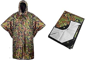 Arcturus Heavy Duty Survival Blanket Lightweight Ripstop Nylon Poncho Camo