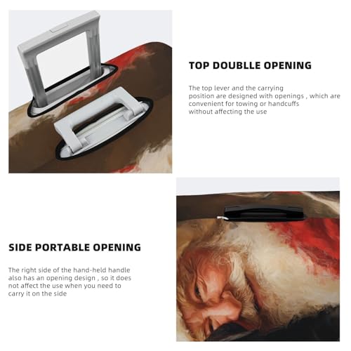 Cute And Happy Dog With Santa Claus Elastic Travel Luggage Covers Dustproof Scratch-Resistant Suitcase Protector Fit 22-24 Inch3