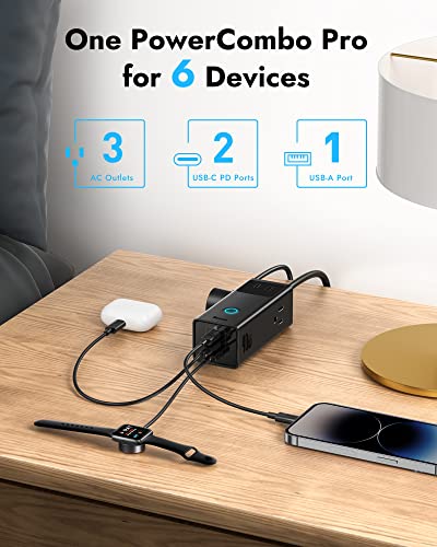 Baseus Power Strip Surge Protector 1200J - PD40W USB C Charger Extension Cord with 3 AC Outlets & 3 USB Port Fast Charging Charging Station for Office Dorm Room Home image 2