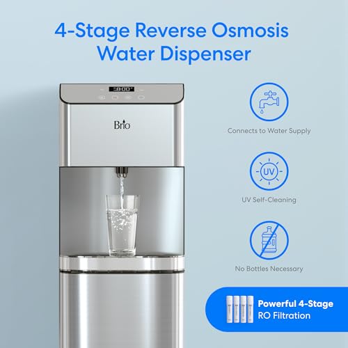Image of Brio Moderna Reverse Osmosis Bottleless Water Cooler Dispenser - Self-Cleaning, Dispenses Hot and Cold Water, TDS Meter, Child Safety Lock, Digital Display and LED Light