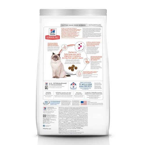Hill's Pet Nutrition Science Diet Senior Adult 7+, Cat Dry Food Perfect Digestion Chicken 6 lb Bag - Image 3