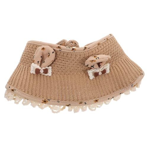 Summer Beach Hat Adorable Bunny Ears Design with UV Protection Empty Top Cap for Comfort Summer Accessory Coffee