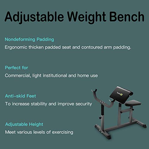 Goplus Preacher Curl Weight Bench Seated Arm Isolated Barbell Dumbbell Biceps Station (Black)