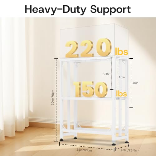 Image of Fish Tank Stand,10 Gallon Heavy Duty Metal Aquarium Stands, Reptile Tank, Turtle Tank, Breeder Tank Stand, 220LBS Capacity Terrarium Stand Rack with 2-Tier Storage Shelves (White, 24.8 inchx9.2 inchx30 inch)