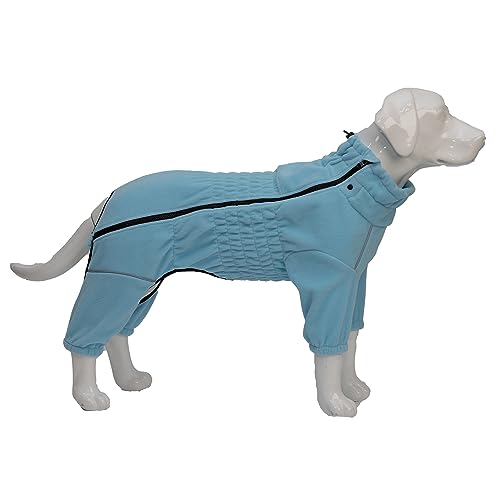 Warm Windproof Coat for Small Medium Large Dogs 4 Legged Fleece Winter Jacket With Zippered Closure, Outdoor Turquoise L