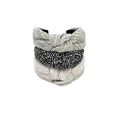 Yetasi Tweed Off White Knotted Headband For Women With Hints Of Pink And Gold Threading Is Unique. White Headbands For Women Get Compliments #TOP6