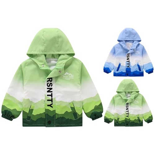 Boys Girls Waterproof Hooded Jacket for Teen Gradient Lightweight Zip Up Raincoat Outdoor Athletic Windbreaker