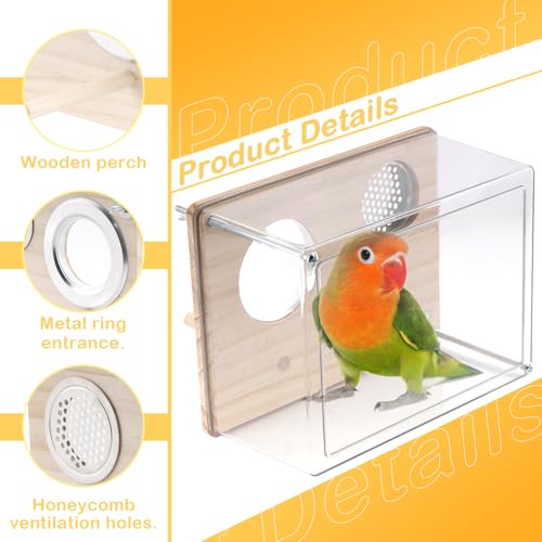 Image of VTurboWay Bird Nesting Box for Window Parakeet Transparent Breeding Box Cage Nest for Small Bird Parrot Parakeet Cockatiel Budgie Conure Lovebird Finch