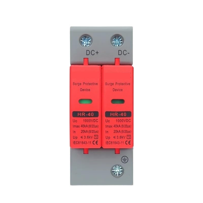Low Voltage DC 2P Surge Protector Photovoltaic Lightning Protection 500V 800V 1000V with 0KA-40KA Current Rating(500V)