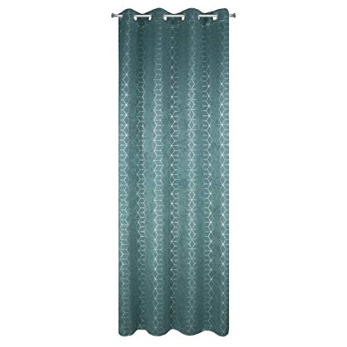 Rideau doux turquoise à motifs géométriques élégant et lisse