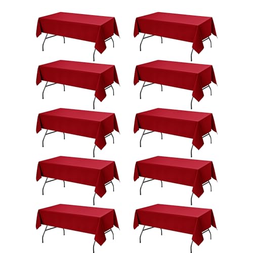 Dailyset 10-Pack Red Tablecloths for Rectangle Tables, 60 x 84 Inches