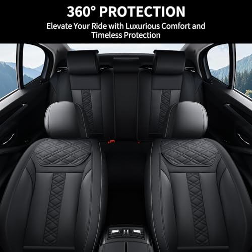 Image of FLORICH Seat Covers, Atomutive Car Seat Covers Full Sets, Waterproof Seat Cover for Cars, Luxury Leather Universal Seat Cover Accessories Fit for Most Cars SUV Truck Sedans(Black)