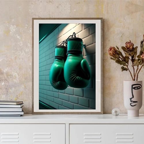 Toile gants de boxe verts peinture artistique rétro décoration murale salon de qualité
