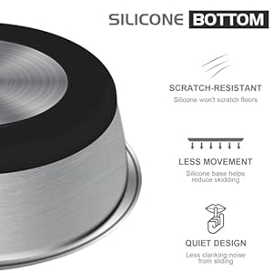 Grehge Steel Anti-Slip Dog Bowls,Non-Slip Stainless Steel Pet Bowl with Foot Mat – Perfect for Mess-Free Mealtime,Quiet Pet Bowls for Cats and Dogs, Dry and Wet Foods,5.5in Single Pack