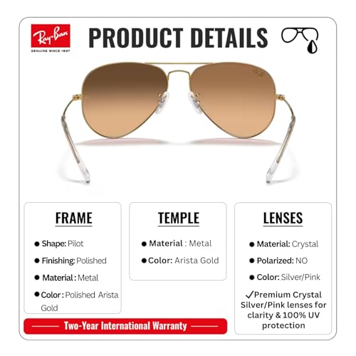 Image of Ray-Ban RB3025 AVIATOR GRADIENT Sunglasses with Official Eyewear Kit