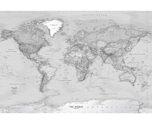 Academia Maps Large 62 x 42 Grayscale World Map Wall Decal | Easy to Hang Wallpaper Stick and Peel | Wall Map of The World. Black and White World Wall Map (62 x 42 inches, Single Panel)