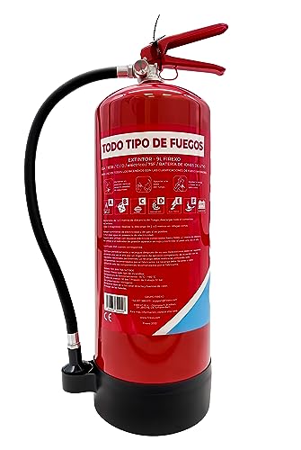 Firexo Extintor de Incendio para Todo Tipo de Incendios (9 Liter) - Fire Extinguisher para Casa, Oficina, Cocina, Caravana, Barco - Extintor para Todo Tipo de Incendios