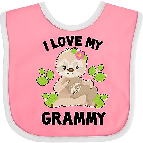 inktastic Cute Sloth I Love My Grammy with Green Leaves Baby Bib
