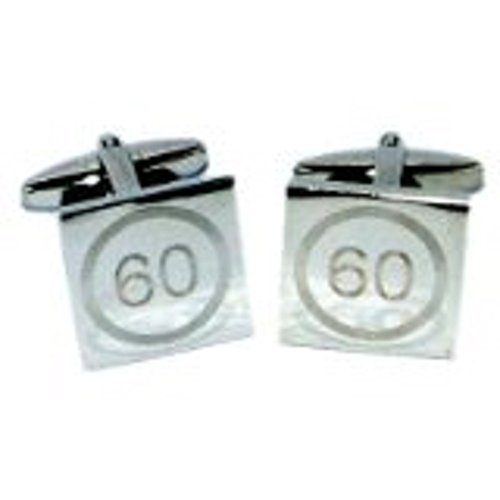 Mancuernillas para hombre estilo límite de velocidad 60 cumpleaños miniatura 1