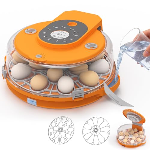 15 Egg Incubator with Auto Humidity Control, Side Water Refill, Adjustable Temperature & Humidity, Automatic Egg Turner, Egg Candler, 2 Trays for Chicken, Goose, Duck & Quail Eggs