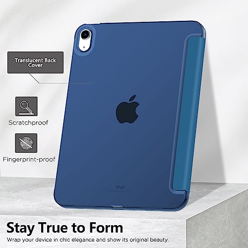 Image of MoKo for iPad (A16) 11th Generation Case 11 Inch 2025, iPad 10th Generation Case 10.9 Inch 2022, Slim Stand Hard PC Translucent Back Shell Smart Cover, Support Touch ID, Auto Wake /Sleep, Dark Sea Blue