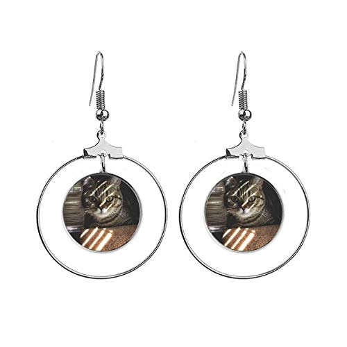 Boucles d'oreilles chat légères anti-allergie avec pendentif animal