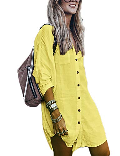 Bsubseach Long Sleeve Swimsuit Cover Up for Damen Loose Button Down...