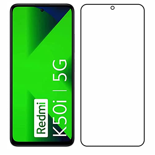 Image of Edge to Edge Tempered Glass for Redmi K50i (6.6 Inch) with Easy Self Installation Kit | Black, Pack Of 1