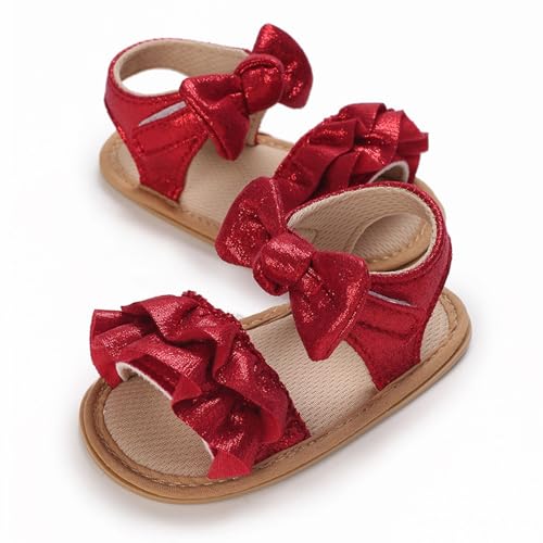 Baby Infant Newborn Girls Casual Flat Sandal Open toe Bow First Walking Ruffle Anti-Slip Flip Flop Shoes3