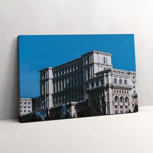 Tableau Photo sur Toile Bucarest Palais du Peuple - Image Murale d'Art Deco 60x40