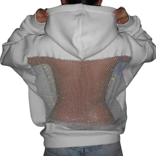 Sweat à capuche surdimensionné en maille cristal pull d'hiver élégant - 6