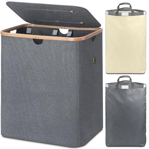 Image of BALEINE 140L Laundry Hamper with Lid, Large Laundry Basket Bin