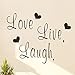 EWQHD Leben Lachen Liebe Vinyl Zitate Wandtattoos Hause Dekorative Aufkleber Hauptdekor Herausnehmbaren DIY Wohnzimmerwand-Kunst-Aufkleber, Schwarz