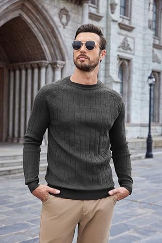 Coofandy Men Crewneck Pullover Sweater Business Casual Sweater Lightweight Knit Sweater Dark Gray thumb #2