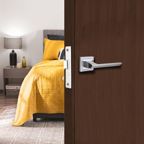 Image of Godrej Door Handle Set | Zinc Alloy Handle with Rosette | Keyless Babylatch Lock | Reversible for L /R Doors| Satin Steel Finish|Europrofile Mortise Compatible | 1 Lakh Cycle Tested | 1 Year Warranty
