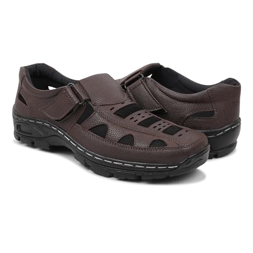 Image of Men's Faux Leather Sandals - Breathable, Lightweight, and Stylish Sandals for Casual Outings and Everyday Comfort