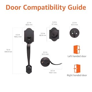 Amazon Basics Front Door Lock Set, Handleset with Shelby Lever, Level Door Handle, Exterior, Single Cylinder Packs, Oil Bronze, 1-Pack