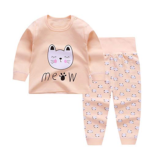 BOBORA Ensembles de Pyjama Bébé, Ensemble de Vêtements de Pyjamas à Manches Longues pour Bébé Garçons Filles 0-3Ans