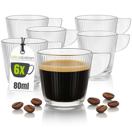 idea-station Ensemble de 6 tasses à expresso italiennes - 80 ml - Verres à expresso doublés - Tasse à expresso parfaite pour Doppio, Ristretto, Lungo