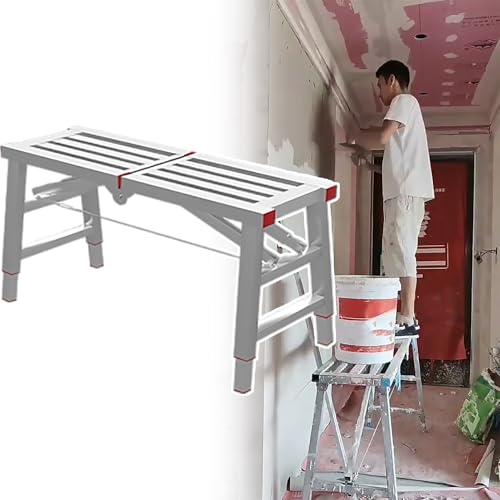 Plataforma de trabajo ajustable y andamio portátil de 47 x 11 pulgadas 2